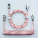 Keyboard Cable USB C For Mechanical Gaming Keyboard Double-Sleeved Wire with Detachable Metal Aviator Connector Charging Coiled