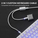 XVX Keyboard Cable 2-in-1 USB C to USB A Cable for Mechanical Gaming Keyboard LED Aviator Cable 1.8M CNC Metal Connector