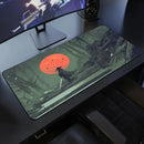 Japanese Samurai Desk Mat . Black and White Gaming keyboard mat large Oni Samurai extended deskpad Ghost of Tsushima Mousepad