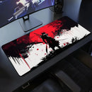 Japanese Samurai Desk Mat . Black and White Gaming keyboard mat large Oni Samurai extended deskpad Ghost of Tsushima Mousepad