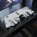 Japanese Samurai Desk Mat . Black and White Gaming keyboard mat large Oni Samurai extended deskpad Ghost of Tsushima Mousepad