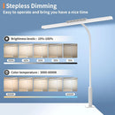 Desk Lamp, 3 Colors Stepless Dimming LED Desk Lamps for Home Office Adjustable Memory Desk Light with Clamp Touch Control