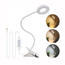 LED Desk Lamp Clip Light Dimmable Gooseneck Reading Light Office Lamp Plant Growth Light Portable Table Lighting【Black/White】