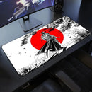 Japanese Samurai Desk Mat . Black and White Gaming keyboard mat large Oni Samurai extended deskpad Ghost of Tsushima Mousepad