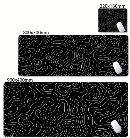 Matte Black And White Strata Liquid Gaming Mousepad Natural Non-Slip Base Multiple Sizes