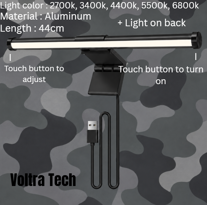 RGB Monitor Light Bar 44cm Aluminum — Eye Protection, Dimming, Gaming & Work