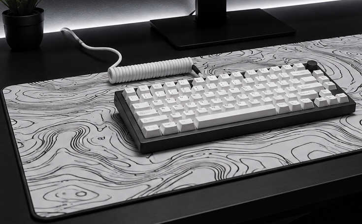 Clean Mechanical Keyboard Coiled Cable Type C USB Port