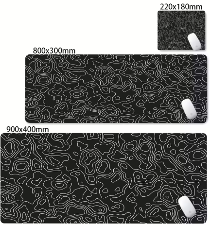 Matte Black And White Strata Liquid Gaming Mousepad Natural Non-Slip Base Multiple Sizes