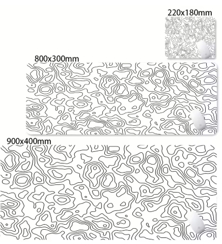 Matte Black And White Strata Liquid Gaming Mousepad Natural Non-Slip Base Multiple Sizes