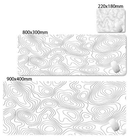Matte Black And White Strata Liquid Gaming Mousepad Natural Non-Slip Base Multiple Sizes