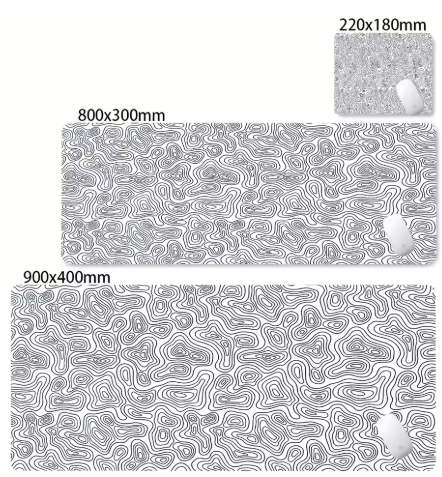 Matte Black And White Strata Liquid Gaming Mousepad Natural Non-Slip Base Multiple Sizes