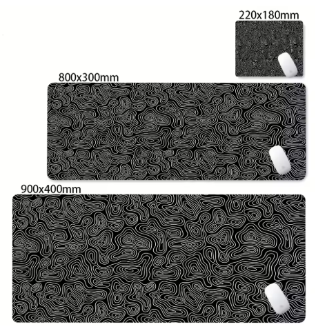 Matte Black And White Strata Liquid Gaming Mousepad Natural Non-Slip Base Multiple Sizes