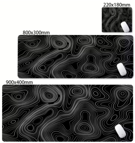 Matte Black And White Strata Liquid Gaming Mousepad Natural Non-Slip Base Multiple Sizes