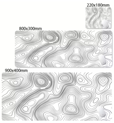 Matte Black And White Strata Liquid Gaming Mousepad Natural Non-Slip Base Multiple Sizes