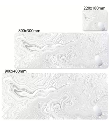 Matte Black And White Strata Liquid Gaming Mousepad Natural Non-Slip Base Multiple Sizes