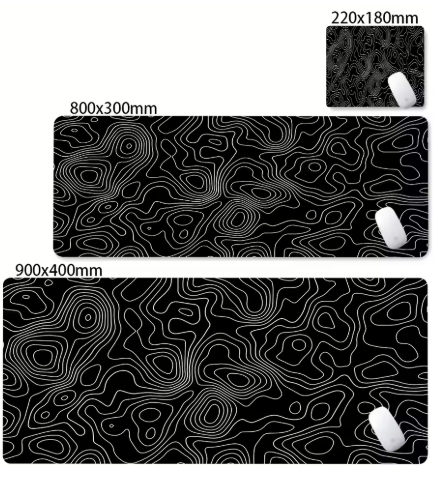 Matte Black And White Strata Liquid Gaming Mousepad Natural Non-Slip Base Multiple Sizes