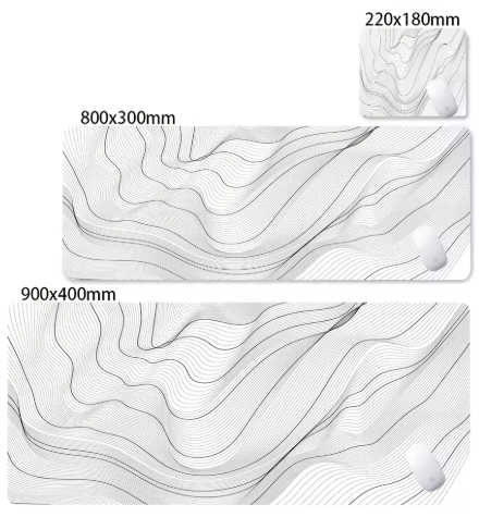 Matte Black And White Strata Liquid Gaming Mousepad Natural Non-Slip Base Multiple Sizes