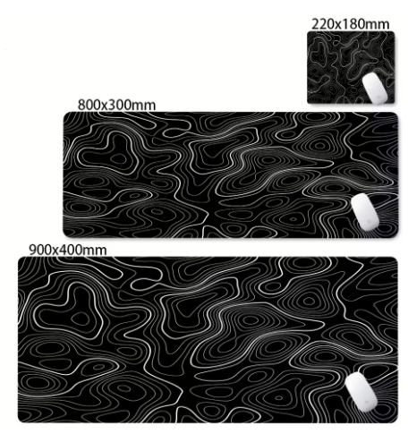 Matte Black And White Strata Liquid Gaming Mousepad Natural Non-Slip Base Multiple Sizes