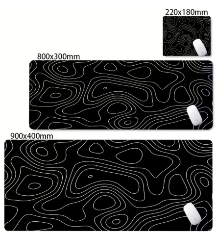 Matte Black And White Strata Liquid Gaming Mousepad Natural Non-Slip Base Multiple Sizes