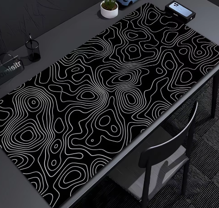 Matte Black And White Strata Liquid Gaming Mousepad Natural Non-Slip Base Multiple Sizes