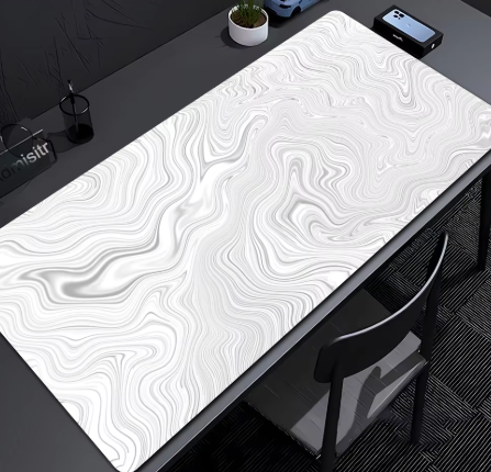 Matte Black And White Strata Liquid Gaming Mousepad Natural Non-Slip Base Multiple Sizes