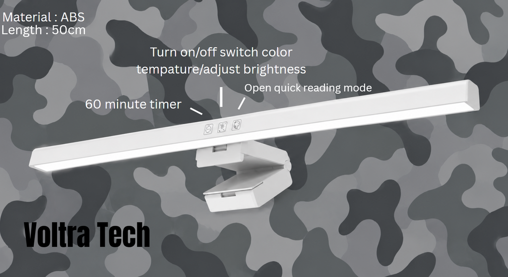 50cm White Monitor Light Bar | ABS Build | Clean Desk Lighting