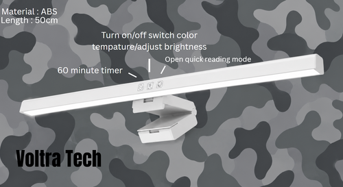 50cm White Monitor Light Bar | ABS Build | Clean Desk Lighting
