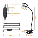 LED Desk Lamp Clip Light Dimmable Gooseneck Reading Light Office Lamp Plant Growth Light Portable Table Lighting【Black/White】