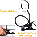LED Desk Lamp Clip Light Dimmable Gooseneck Reading Light Office Lamp Plant Growth Light Portable Table Lighting【Black/White】