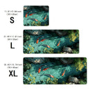 Large koi patterned desk mat, sewn edge gaming mouse mat with beautiful natural scenery, durable and smooth surface, suitable fo